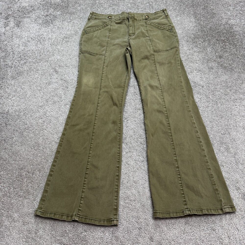Anthropologie Pilcro The Demilune Bootcut Flared Pants Womens 30 Green High Rise